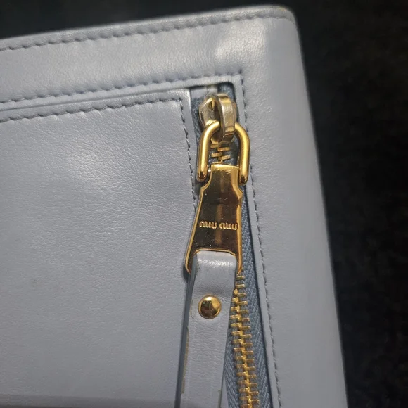 Miu Miu Blue Leather Wallet with Gold Details - Picture 7 of 8